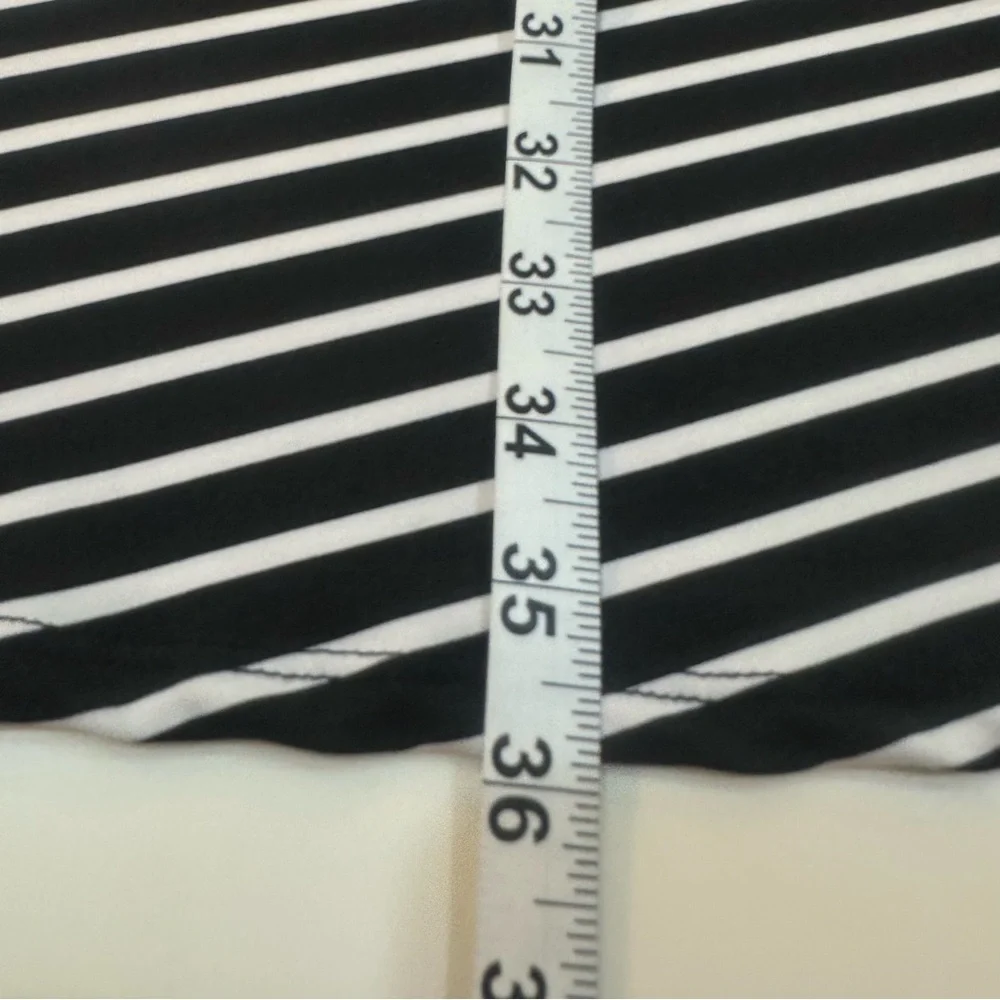 NY Collection Black & White Striped Midi Skirt - Size Petite Large NWT